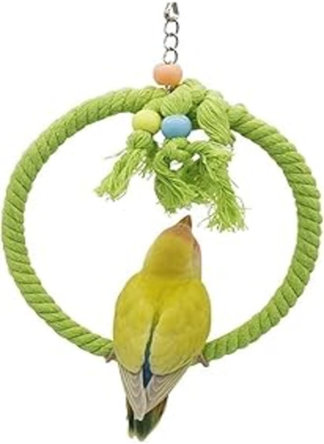 FASHION MANIA - fashion mania Barn Eleven Bird Swing, Cage Hanging Toys Cotton Rope Swing Bite Resistance Perches Toy Parrot Toy Boredom Breaker for Budgie, Cockatiels, Conures, Finches, Small Parakeets - Image 1