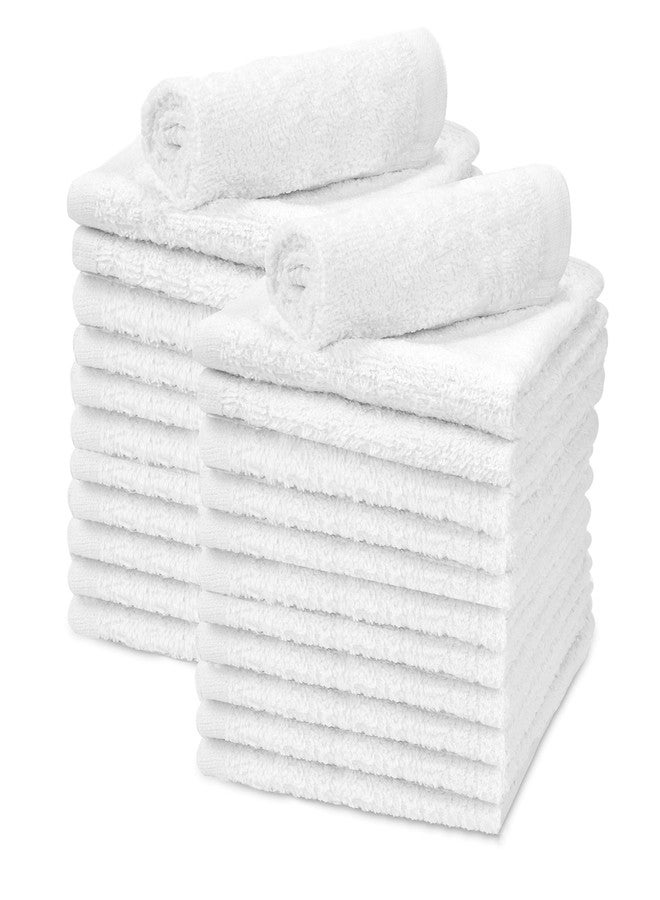 TALVANIA White Cotton Washcloths - Pack of 24 - Super Absorbent Bathroom Face Towels - 12" x12” Terry Bath Wash Cloth Set - Spa Home Cleaning Towel Multi-Purpose - 100% Ring Spun Cotton - Image 1