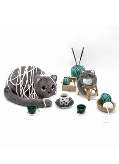 Les Deglingos Miaou Cat Mom & Baby Plush Toy - Grey, Soft Corduroy, Eco-Friendly, Perfect for Babies & Toddlers  - Image 2