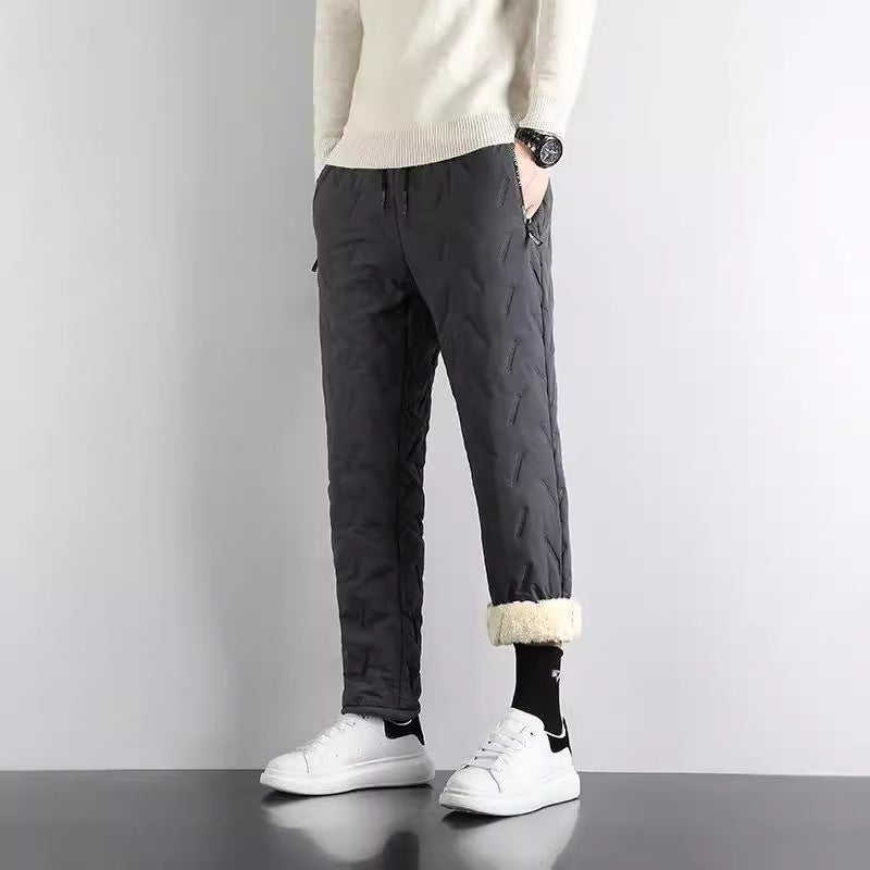Winter Lamb Fleece Cotton Pants Men'S Excalated Plus Size Winter Outer Wear Warm Loose Straight Casual Pants - Image 2