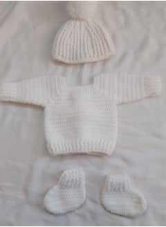 Daddy's Angel Newborn Clothing For Boys Girls Cardigan, Cap and shoes White Handmade  - Image 5