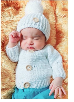 Daddy's Angel Newborn Clothing For Boys Girls Cardigan, Cap and shoes White Handmade  - Image 3