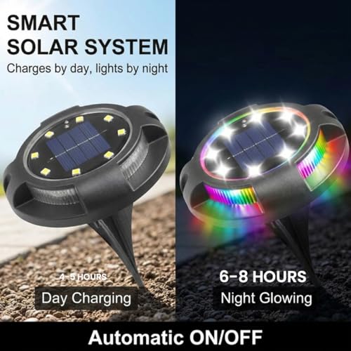 hardoll Solar Ground Light Decorative RGB+White Color Waterproof for Outdoor Home Garden Pathway Lawn Driveway(Pack of 4) - Image 5