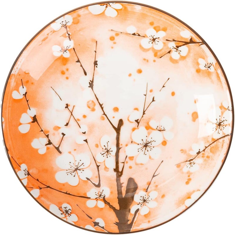 TJ Global Set of 4 Japanese Pottery Ceramic 7 Inch Plates for Any Meal and Any Dish Japanese Dinnerware and Tableware Comes in Assorted Colors with Cherry Blossom Design - Image 5