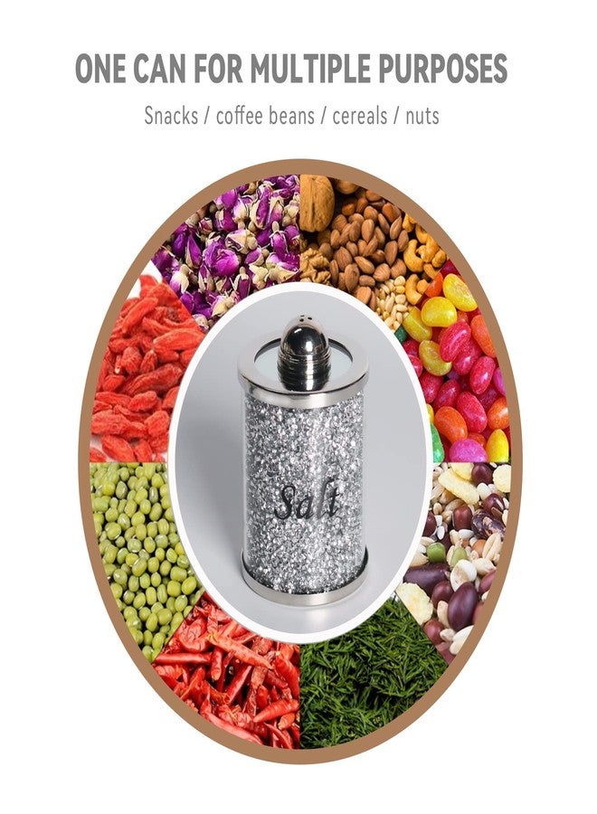 TOPSKY Crystal Salt and Pepper Shakers Set with Tray,Sparkly Crystal Crushed Diamond House Decor for Kitchen,Bling Salt Pepper Jar Container Pot for Countertop,saleros para cocina elegantes,Silver - Image 2