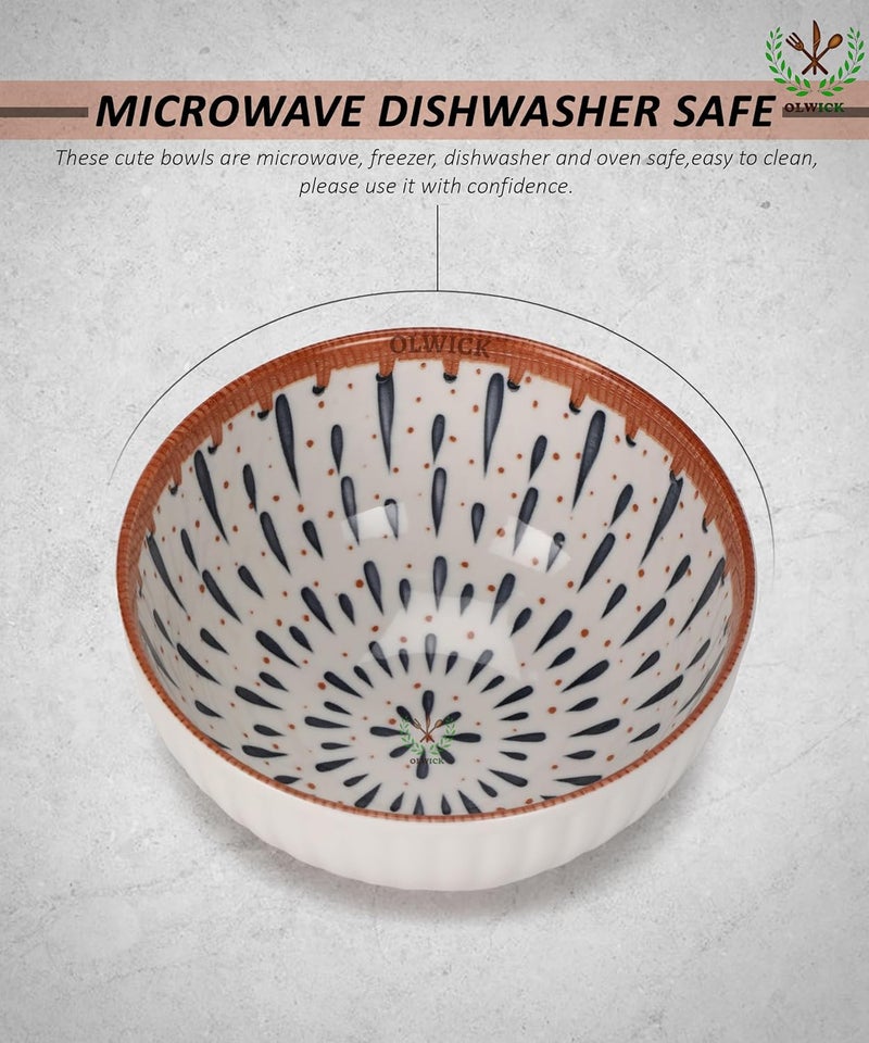 Olwick 6 Piece Ceramic Bowls And Plates Set For Cereal Soup Pasta Oatmeal Salad And Rice Microwave And Dishwasher Safe Beautiful Gift Box Packed 4Bowls 2Plate 250 Ml - Image 5