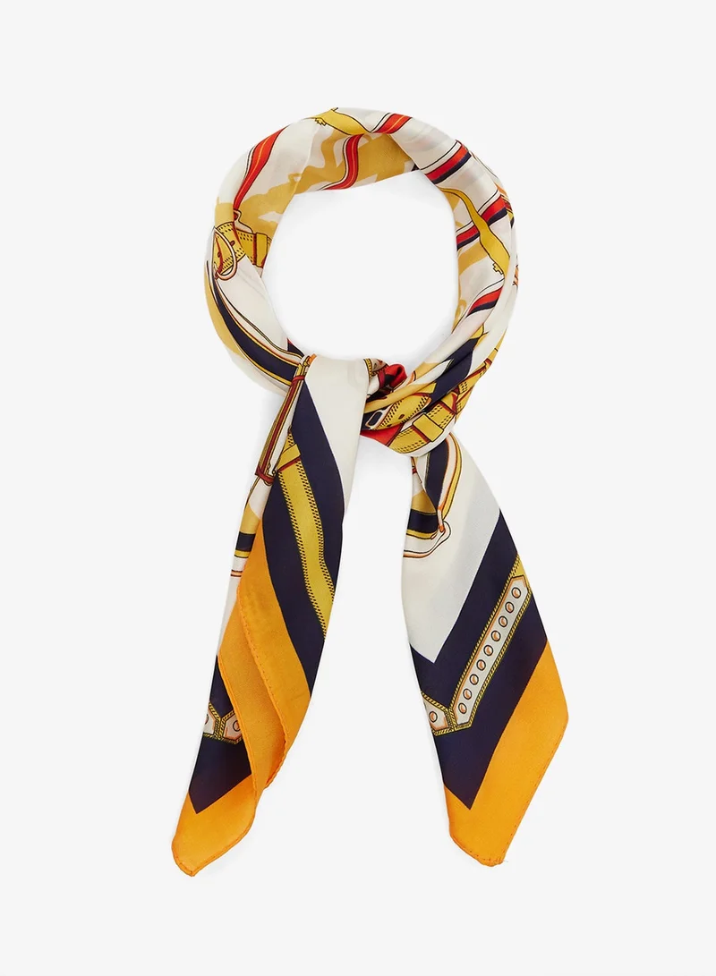 Ginger Satin Baroque Print Headscarf