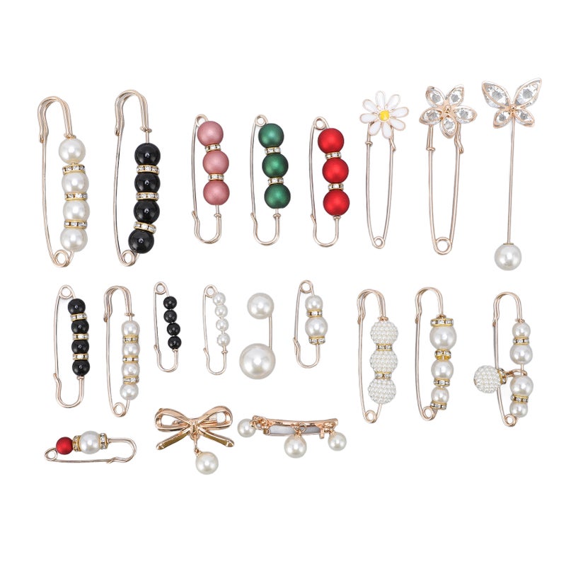 20 Pieces Pants Waist Clips Fashion Pearl Brooch Clothing Tightener Security Pins for Collars Hats Bags Sweaters - Image 1