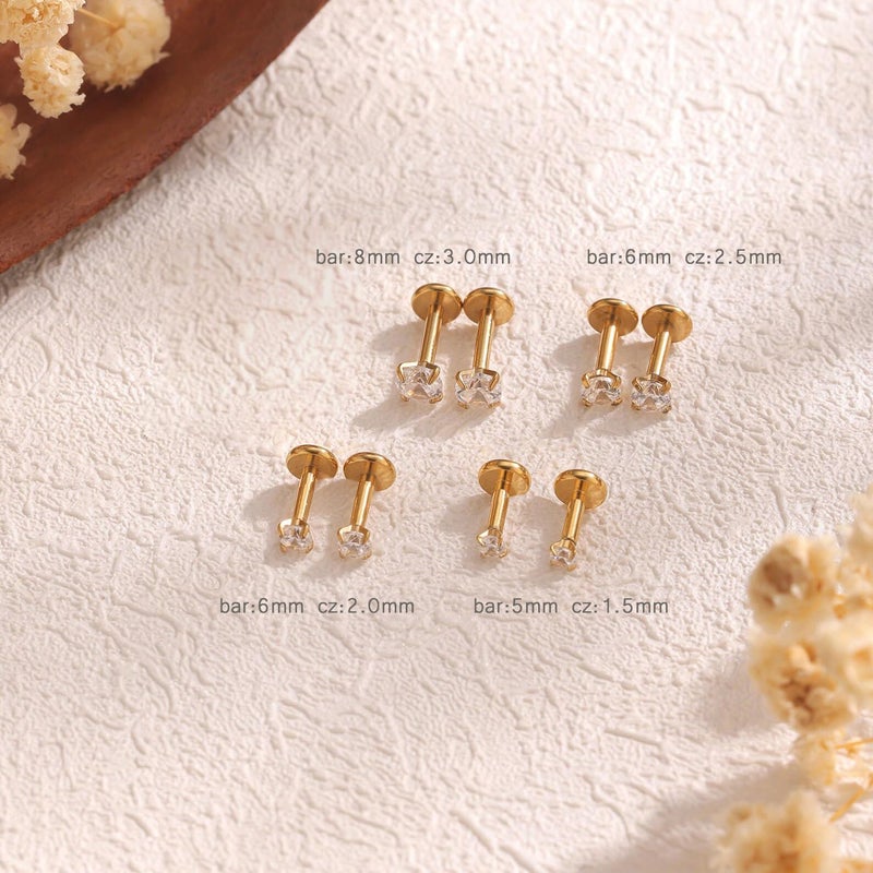 NONTAI 16G Flat Back Earrings Titanium Cartilage Piercing Jewelry for Women Daith Rook Conch Helix Stud Tragus Piercing - Image 5