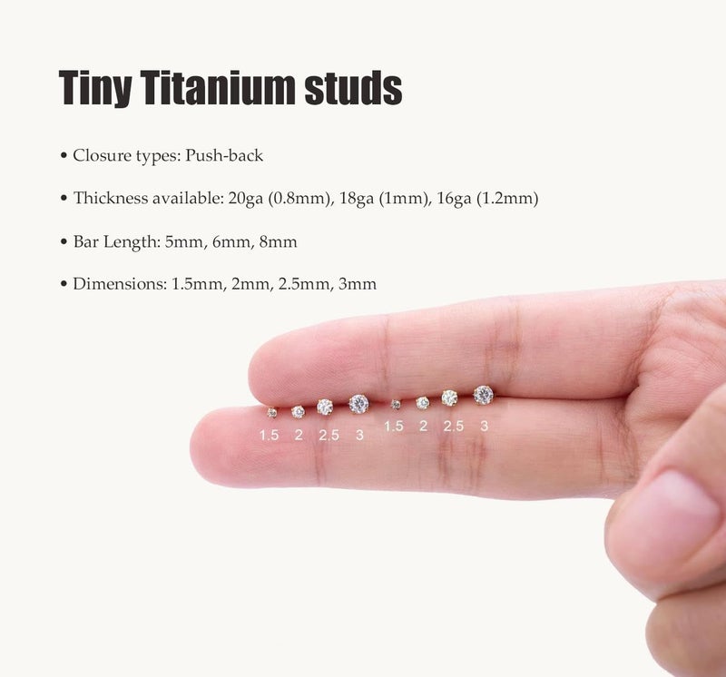 NONTAI 16G Flat Back Earrings Titanium Cartilage Piercing Jewelry for Women Daith Rook Conch Helix Stud Tragus Piercing - Image 2