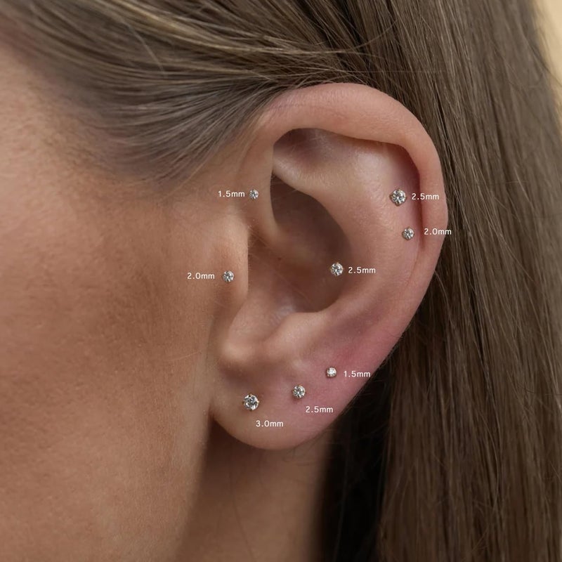 NONTAI 16G Flat Back Earrings Titanium Cartilage Piercing Jewelry for Women Daith Rook Conch Helix Stud Tragus Piercing - Image 4