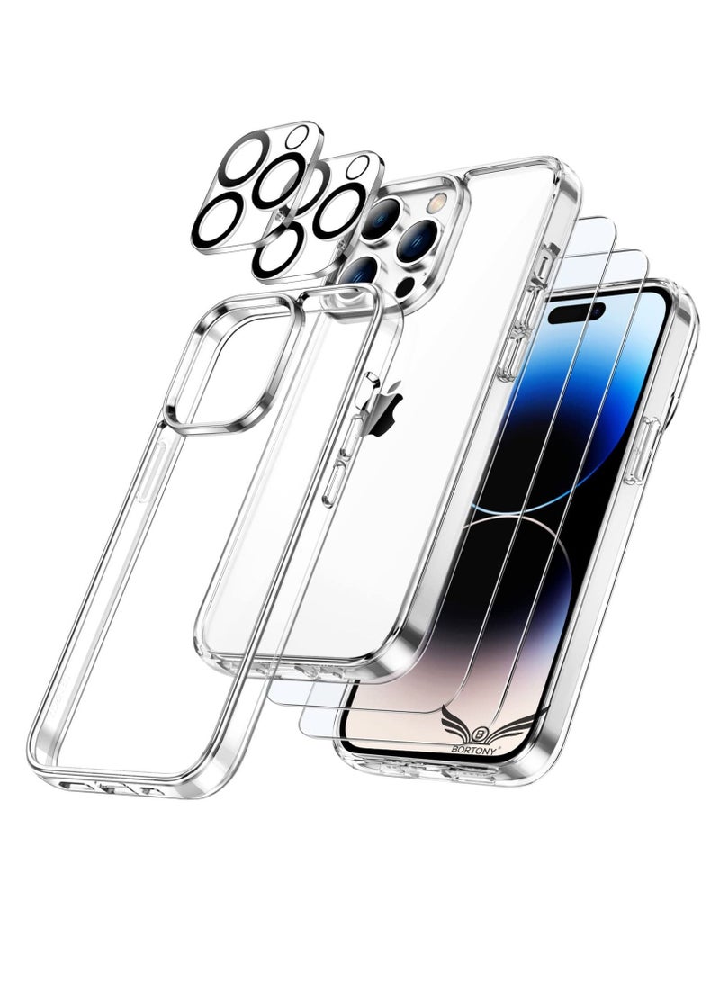 Captaintech iPhone 15 Pro Case 6.1 Inch 2 Pack Screen Protector 2 Pack Camera Lens Protector Full Coverage Tempered Glass Film Non Yellowing Shockproof Protective Cover Clear - Image 1