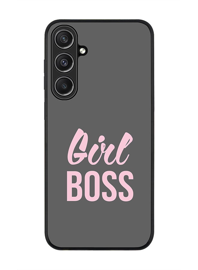 Stylizedd Rugged Black Edge case for Samsung Galaxy S23 FE, Custom Slim fit Flexible Anti Drop Thin Phone Case Cover - Girl Boss (Grey) - Image 1