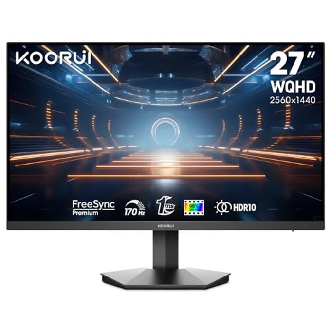 KOORUI Monitor, 27" Qhd Ips Gaming Monitor, 170Hz, 1Ms, Hdr400, Compatibility G-Sync And Freesync, Tilt Pivot Swivel Vertical Height Adjustable2 Hdmi 2.0 & 1 Displaypor 1.4 - Image 4