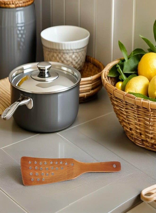 SHOWERORO 24-Hole Wooden Frying Spatula for Non-Stick Pans Slotted Cooking Tool Ideal for Home and Restaurant Use - Image 4