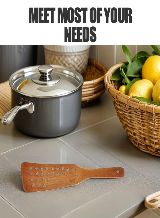 SHOWERORO 24-Hole Wooden Frying Spatula for Non-Stick Pans Slotted Cooking Tool Ideal for Home and Restaurant Use - Image 3