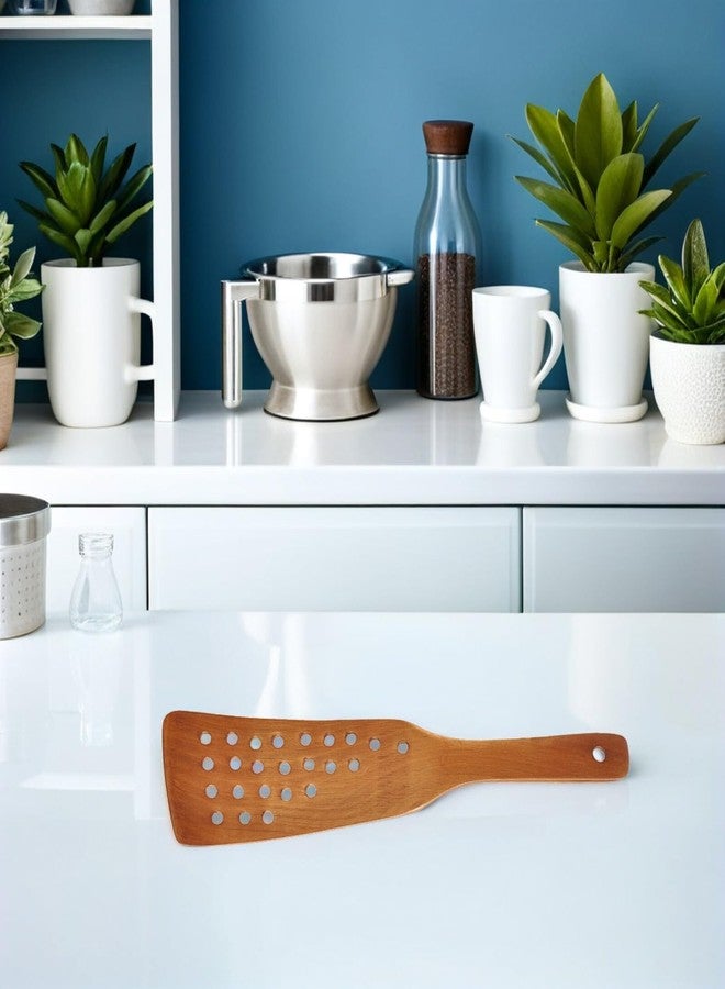 SHOWERORO 24-Hole Wooden Frying Spatula for Non-Stick Pans Slotted Cooking Tool Ideal for Home and Restaurant Use - Image 5
