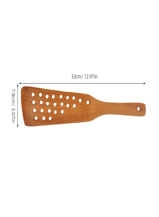 SHOWERORO 24-Hole Wooden Frying Spatula for Non-Stick Pans Slotted Cooking Tool Ideal for Home and Restaurant Use - Image 2