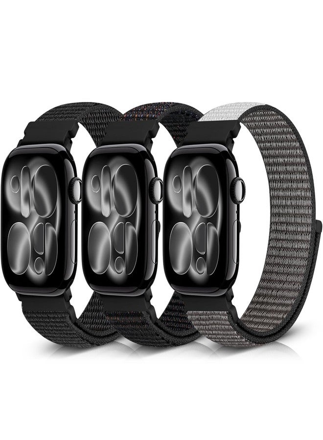 Bcuckood Nylon Sport Bands Compatible with Apple Watch Band 49mm 46mm 45mm 44mm 42mm, Women Men Adjustable Sport Solo Loop Bands for iWatch Series 10 9 8 7 6 5 4 3 SE2 SE Ultra 2 1, 3 Pack - Image 1