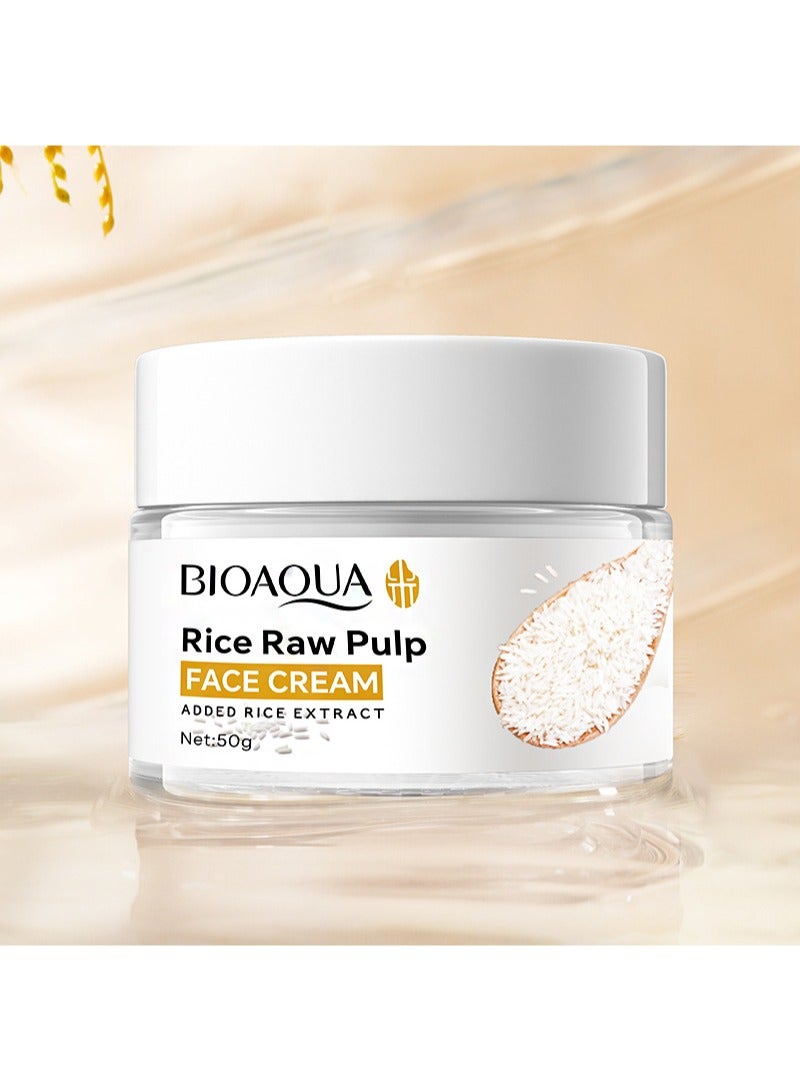 BIOAOUA Rice Raw Pulp Face Cream And Eye Cream Set，Moisturizes Skin, Shrinks Pores, Rice Extract Anti-Aging Moisturizer, Reduces Dark Circles And Eye Bags (50g+20g) - Image 2