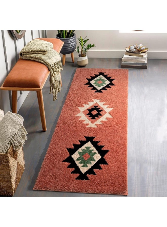 Boho Geometric Fluffy Runner Rug, Soft Skin-Friendly Bedside Carpet for Bedroom Hallway Living Room Sofa, 60 x 160 cm - Image 5