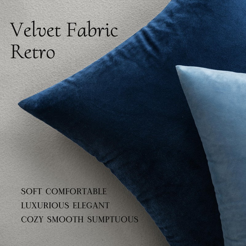 MIULEE Pack of 2 Velvet Soft Solid Decorative Square Throw Pillow Covers Set Cushion Case for Spring Sofa Bedroom Car 16x16 Inch 40x40 Cm Dark Blue - Image 5