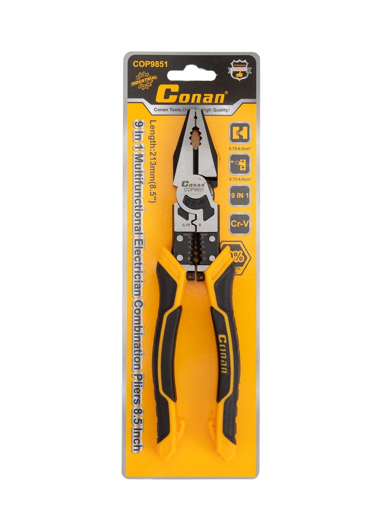 Conan 9-in-1 Multifunctional Electrician Pliers – 8.5 inch | Industrial Precision Tool – Model COP9851 - Image 2