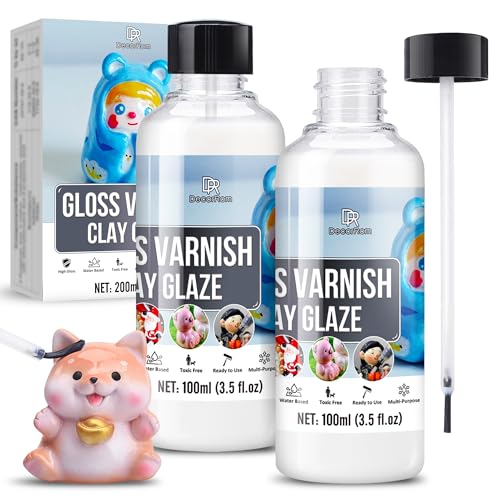 DecorRom Air Dry Clay Glaze - 7oz/200ml Clay Varnish, Polymer Clay Glaze, High Gloss Clay Sculpture Sealant for Air Dry Clay Pottery - Waterproof Scratch Resistant Gloss Varnish Clay Glaze for Ceramics - Image 1