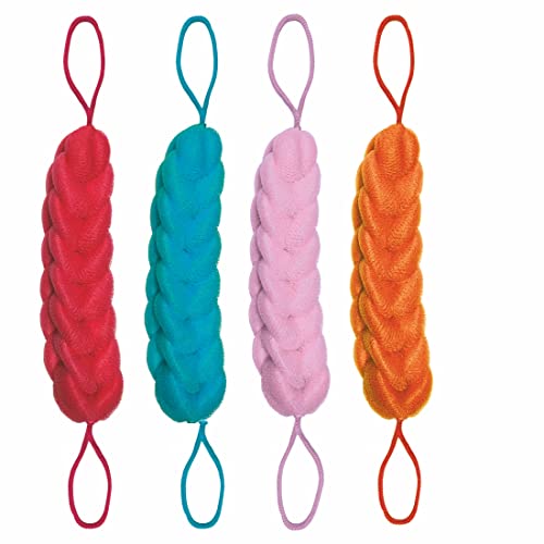 GUBB Back Scrubber For Bathing Exfoliating bath sponge shower pouf loofah back scrubber mesh strap skin washer with rope handles (Pack of 4) - Image 1