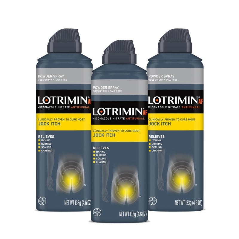 Lotrimin بخاخ مسحوق مضاد للفطريات لوتريمين AF لعلاج حكة الفخذ، مكون نترات ميكونازول 2% - علاج معظم الحكة، 4.6 أونصة (133 جرام) علبة بخاخ (عبوة 3) - Image 1