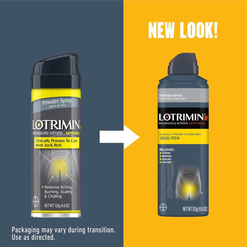 Lotrimin بخاخ مسحوق مضاد للفطريات لوتريمين AF لعلاج حكة الفخذ، مكون نترات ميكونازول 2% - علاج معظم الحكة، 4.6 أونصة (133 جرام) علبة بخاخ (عبوة 3) - Image 2