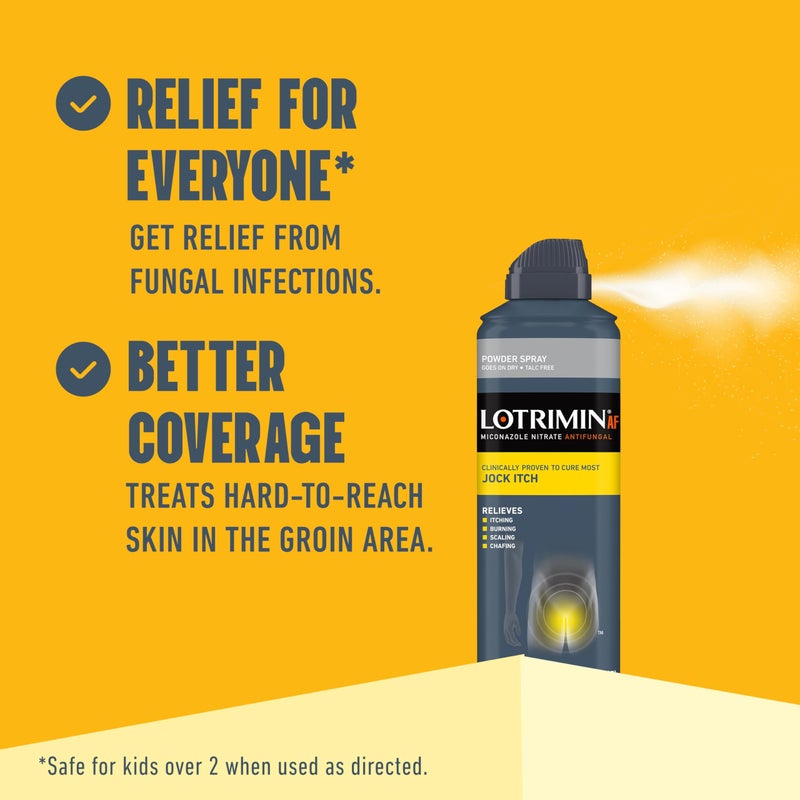 Lotrimin بخاخ مسحوق مضاد للفطريات لوتريمين AF لعلاج حكة الفخذ، مكون نترات ميكونازول 2% - علاج معظم الحكة، 4.6 أونصة (133 جرام) علبة بخاخ (عبوة 3) - Image 3