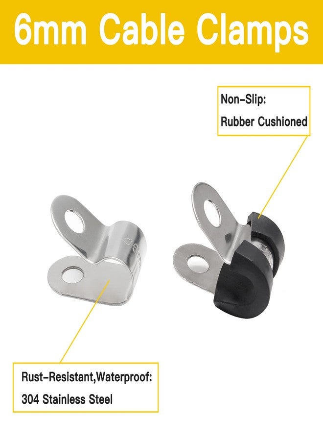 Suiwotin 22pcs 1/4 inch (6mm) Stainless Steel Cable Clamps, Insulated, P-type, Parallel Jaw - Image 3