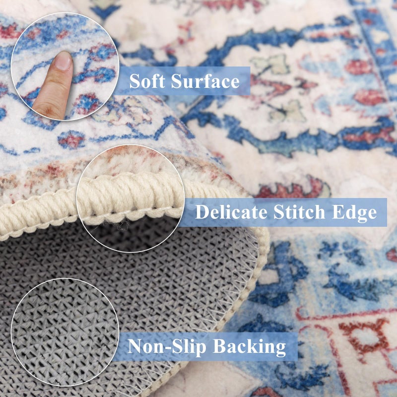 Yamaziot Boho Washable Kitchen Rugs Sets of 3, Non Slip Kitchen Mats for Floor with Rubber Backing, Waterproof & Stain Resistant Thick Carpet Runner Throw Rug for Kitchen, Laundry Room, Hallway - Image 3
