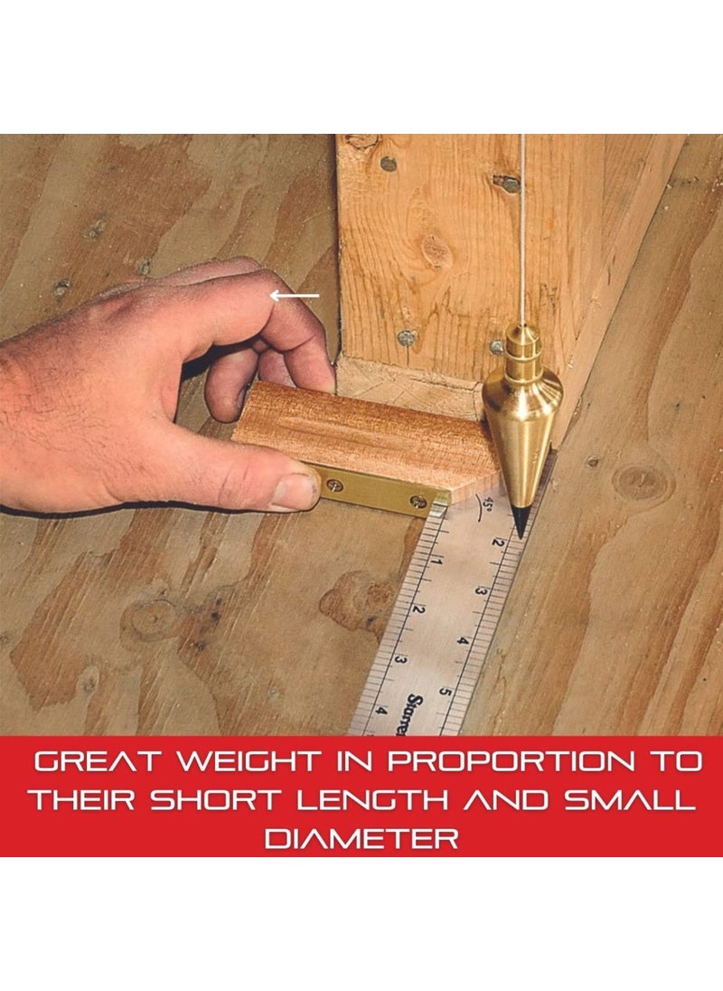Starrett Starrett Solid Steel Plumb Bob with Strong Braided 8 Nylon Line for Layout Work Construction and Surveying  Hardened Steel Hexagonal Shaped 812oz  177C  - Image 4