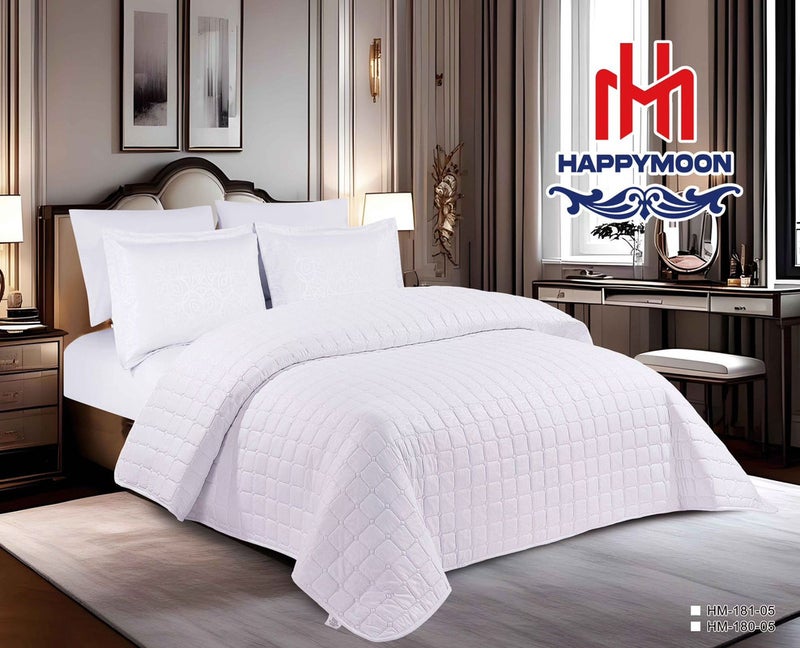 HAPPYMOON طقم لحاف الفراش Happymoon بحجم كينج - طقم سرير مبطن صلب مكون من 6 قطع من قماش ستوكات ، ويشمل لحاف ، وشرشف مطاطي ، وسادة وسادة وأغطية لنوم ناعم ومريح - Image 1