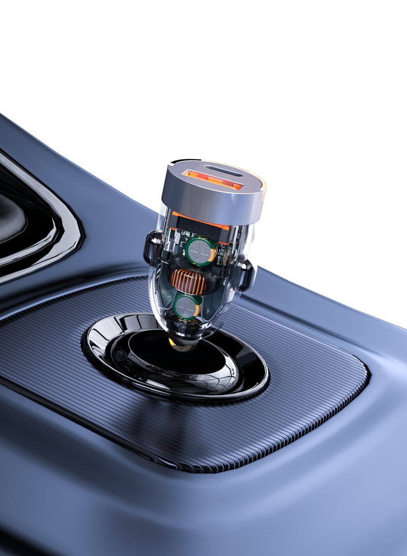 Fast Car Charger PD 30W QC 3.0 Power Adapter iPhone 15 Car Charger Fast Charging Samsung 25W Car USB Plug for Samsung, iPhone, iPad Pro/Air, Huawei, Oneplus, Xiaomi, etc Transparent - Image 5