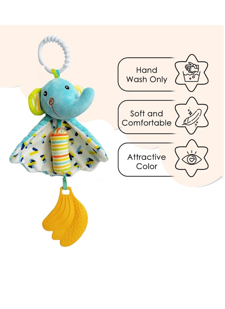 Livia Animal Stuffed Plush Toys With Music Function and Rattle - Elephant