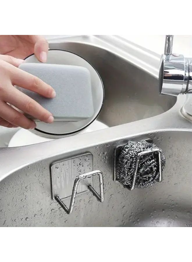 6 Pcs Black Stainless Steel Self Adhesive Kitchen Hooks Waterproof Space Saving Wall Mount - Image 2