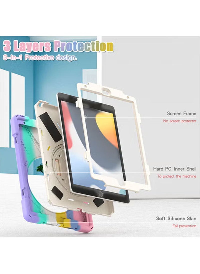 روك بو - حافظة غطاء لجهاز iPad 10.2 حافظة 2021 iPad 9th/2020 iPad 8th/2019 iPad 7th Generation، حافظة متينة مقاومة للصدمات مع حامل دوار واقٍ لجهاز iPad 10.2" من الجيل التاسع/الثامن/السابع - Image 1