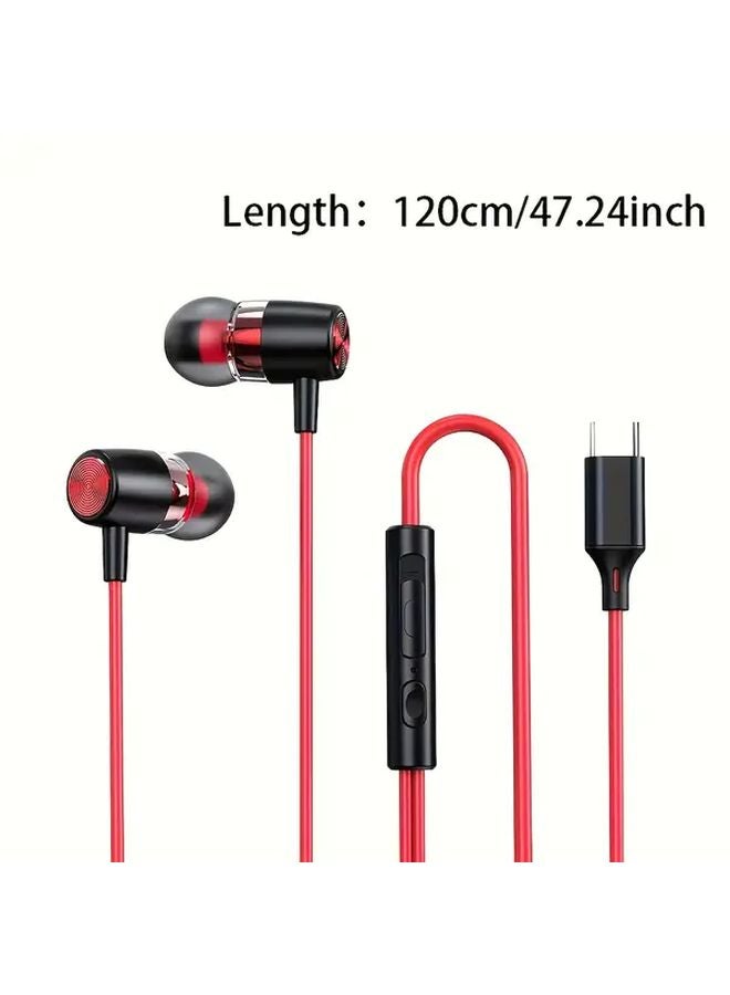 White Type C Wired Earbuds with Mic for Samsung Galaxy S25 S24 S23 S22 S21 Ultra A53 - Image 3