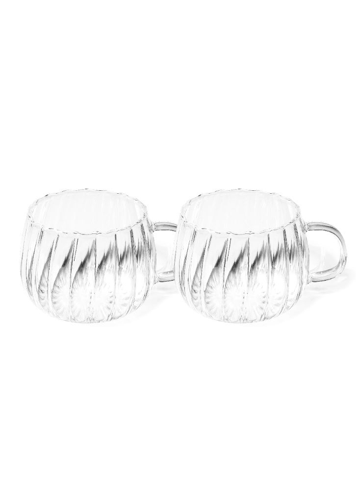 Zence Design Sabah Fluted Lightweight Thin-Wall Glass Tumblers - Coffee Mugs 400 ml Ribbed - Image 1