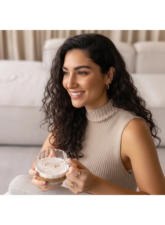 Zence Design Sabah Fluted Lightweight Thin-Wall Glass Tumblers - Coffee Mugs 400 ml Ribbed - Image 2