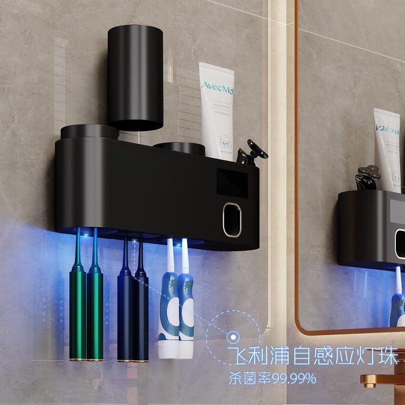 Manufacturer Danle smart toothbrush sterilizer UV Philips wall-mounted electric brushing cup shelf Smart Toothbrush Holder(Black) - Upgraded Philips Light Beads - Image 5