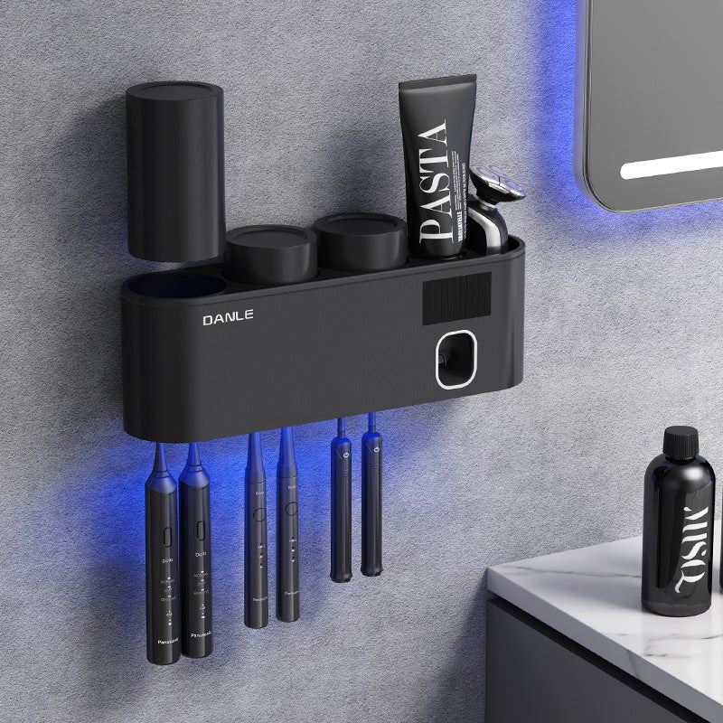 Manufacturer Danle smart toothbrush sterilizer UV Philips wall-mounted electric brushing cup shelf Smart Toothbrush Holder(Black) - Upgraded Philips Light Beads - Image 2