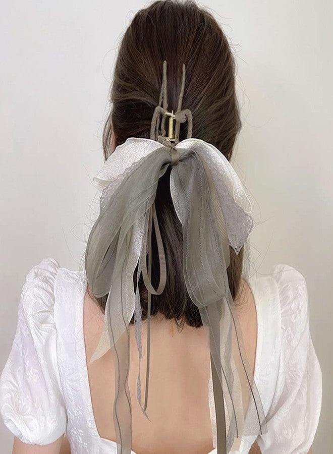 Jumwrit Big Hair Accessory: Cute Tassel Non-Slip Claw Clip with Long Ribbon for Women and Girls - Image 2