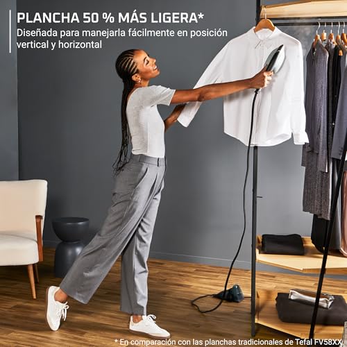 Rowenta 2-in-1 Duo Force Iron and Steamer for Clothes, 1700W Steam Iron, Stainless Steel Soleplate, Ultra-Lightweight, Detachable 13.5-oz Water Tank, Clothes Steamer, Anti-Drip, Black & Green, JR4030 - Image 2