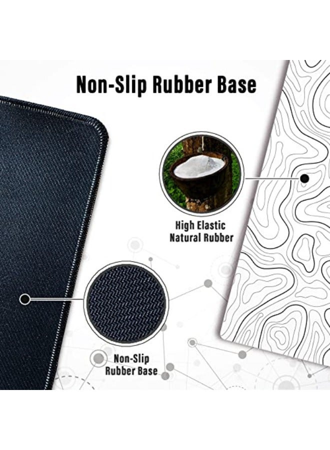 Ovenbird Large Gaming Mouse Pad with Stitched Edges, Minimalist Topographic Map Desk Mat, Extended XL Mousepad with Anti-Slip Base, Cool Desk Pad for Keyboard and Mouse, 31.5 x 11.8 in, White - Image 5