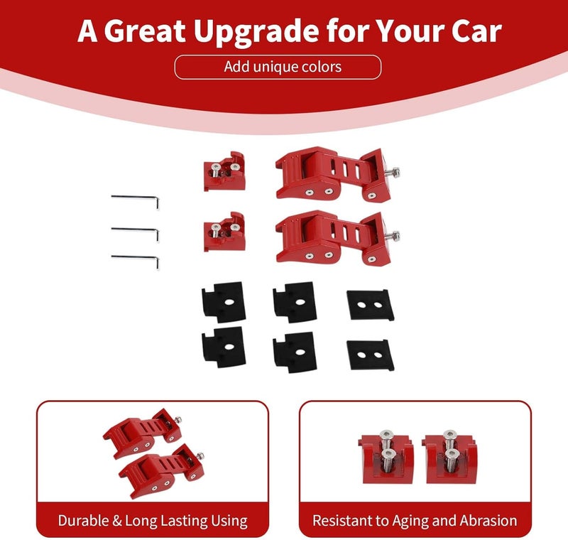 PDKLIN Jeep Hood Latches Lock Catch Kit for Wrangler JK, JL, and Gladiator JT (Red) - 2pcs - Image 5