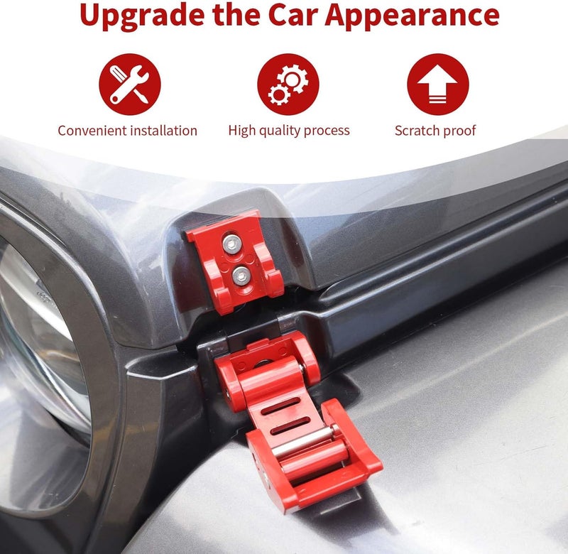 PDKLIN Jeep Hood Latches Lock Catch Kit for Wrangler JK, JL, and Gladiator JT (Red) - 2pcs - Image 4